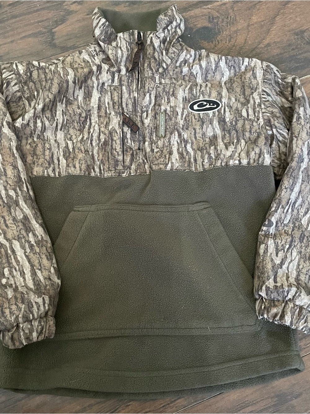 Drake Olive Green & Brown Camo Kids Pullover Jacket